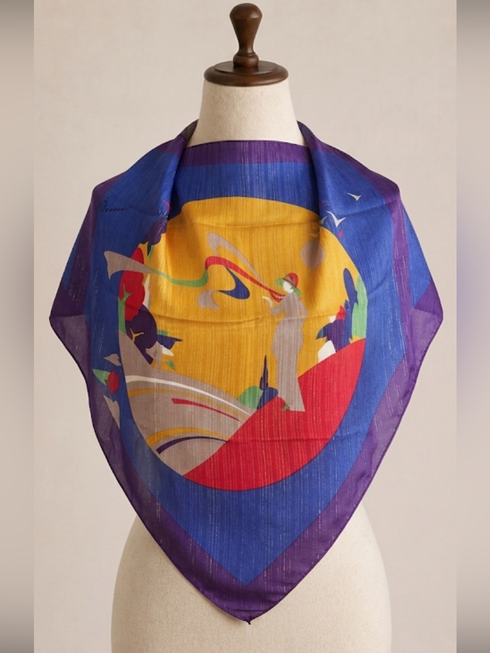 Vintage Leo Chevalier Vibrant Silk Scarf